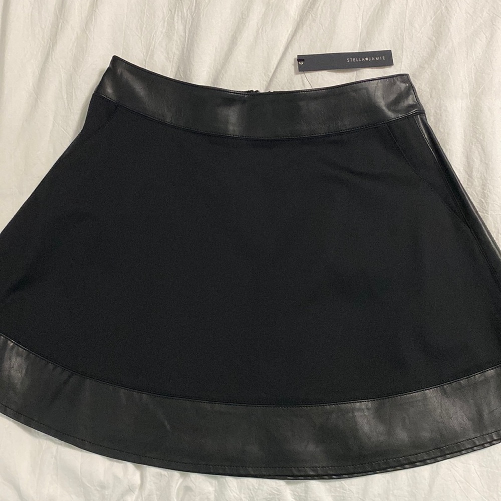 NWT Stella and Jaime black skirt with faux leather detail